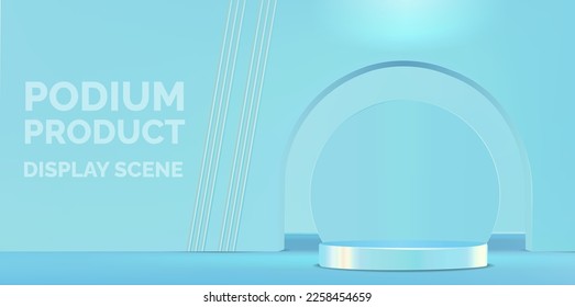 Light minimalistic geometric dais scene for product display