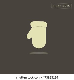 Light mitten icon on black, vector illustration