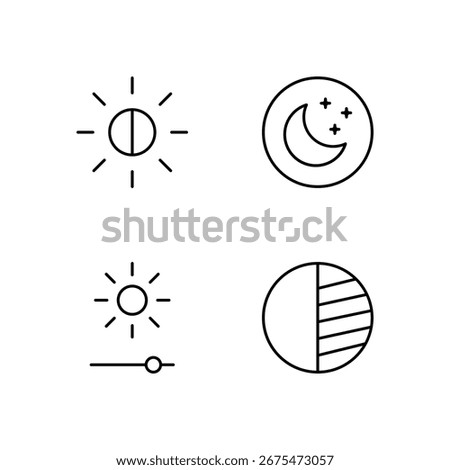 Light Mode Dark Mode Brightness and Contrast Icon Set for Screen Adjustment Tools