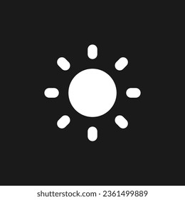 Light mode dark mode glyph ui icon. Daytime theme. Adjust brightness. User interface design. White silhouette symbol on black space. Solid pictogram for web, mobile. Vector isolated illustration