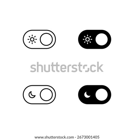 Light Mode and Dark Mode Icon Collection in Line and Solid Style