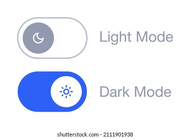 Light Mode and Dark Mode Switch Button. User Interface UI Design Element for Dark and Light Mode Toggle
