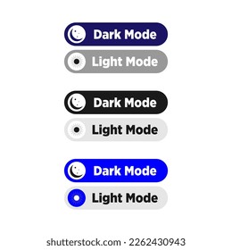 Light Mode and Dark Mode Switch Button. User Interface UI Design Element for Dark and Light Mode Toggle