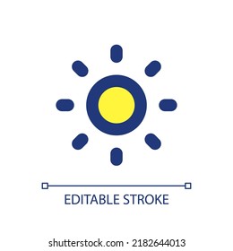 Light mode pixel perfect RGB color ui icon. Daytime theme. Adjust brightness. Simple filled line element. GUI, UX design for mobile app. Vector isolated pictogram. Editable stroke. Arial font used