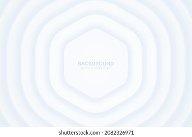 Light Monochrome Neo Morphism Rounded Hexagon Shape 3D Vector Futuristic Abstract Technology Background. Modern Material Design Template. Light Blue Render Blurred Morph Structure Empty Wallpaper