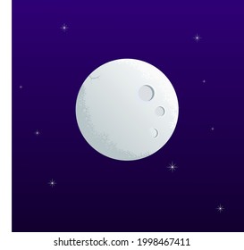 Luna clara con fondo de cielo oscuro ilustración vectorial buena para la educación y la recolección