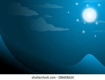 The light from the moon in the dark, Vector Illustration