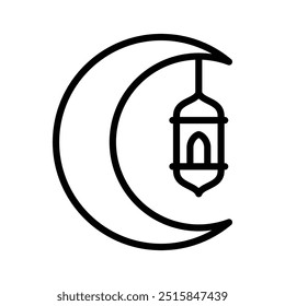 Diseño de Vector de línea de icono de luna ligera en estilo de moda