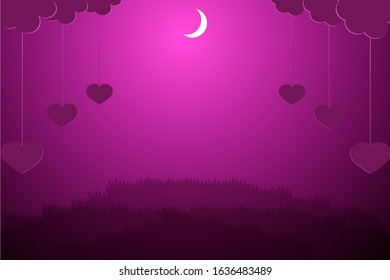 Light of the moon with pink in love scene suitable for honeymoon poster and advertising concept valentine's day style on website background., Vector EPS.10