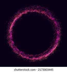 Light Motion Circles. Swirl Trail Effect. Particles Circle Frame. Abstract Light Painting Vector Illustration. Digital Explosion.