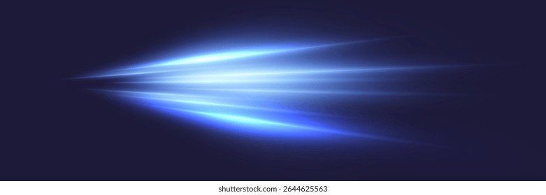 Light motion effect, Glowing neon lines.Neon lines moving light effect.Horizontal lines.Speed ​​effect on dark background.