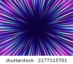 Light in motion effect, neon color trails, cosmic hyperspace jump concept. Speed of light, stars in motion futuristic backdrop. Colorful glowing rays.