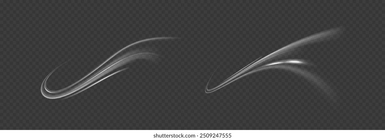 Light motion effect, slow shutter of traffic. High tech concept with luminous arrows moving to side. Speed connection vector background. Neon color glowing lines.