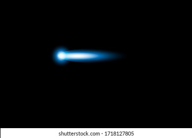 Light motion effect vector illustration of comets flying in space