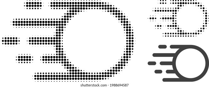 Icono de medio tono de movimiento claro. El patrón de semitono contiene puntos redondos. Ilustración vectorial del icono de movimiento de luz sobre un fondo blanco.