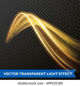 Light multi line tracing effect of fire flare trace of magic sparkle swirl trail. Vector bokeh light glitter round waves and lines with sparkling particles twirl on transparent background.