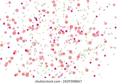 Fondo multicolor claro, textura vectorial colorida con círculos. Banner con efecto de salpicadura. Ilustración abstracta de punto plateado brillante con gotas borrosas de lluvia. Patrón para página web, banner, póster, tarjeta.