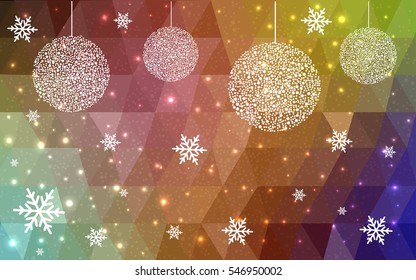 Light multicolor, BLUE, red christmas postcard low polygon background. Vector illustration consisting of triangles. Abstract triangular polygonal origami or crystal design of New Year celebration.