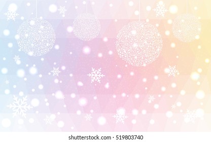 Light Multicolor christmas postcard low polygon background. Vector illustration consisting of triangles. Abstract triangular polygonal origami or crystal design of New Year celebration.
