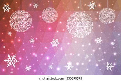 Light Multicolor christmas postcard low polygon background. Vector illustration consisting of triangles. Abstract triangular polygonal origami or crystal design of New Year celebration.