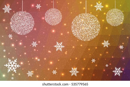 Light Multicolor christmas postcard low polygon background. Vector illustration consisting of triangles. Abstract triangular polygonal origami or crystal design of New Year celebration.