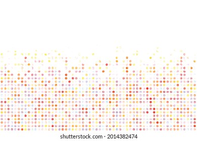 Light multicolor dotted background, colorful vector texture with circles. Glitter abstract illustration with blurred drops of rain. Pattern for ads, web page, wallpaper, poster, banner. Copy space.