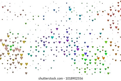 Light Multicolor, Rainbow vector abstract lovely pattern with Hearts on white background. Happy Valentine's Day Greeting Card with small hearts. Stock template for your romantic ad, leaflet, banner.