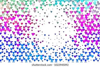 Light Multicolor, Rainbow vector abstract lovely pattern with Hearts on white background. Happy Valentine's Day Greeting Card with small hearts. Stock template for your romantic ad, leaflet, banner.