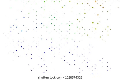 Light Multicolor, Rainbow vector abstract colorful background, which consist of triangles. Pattern with colored triangles on white background.