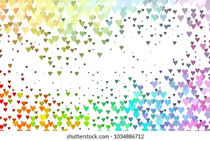Light Multicolor, Rainbow vector abstract lovely pattern with Hearts on white background. Happy Valentine's Day Greeting Card with small hearts. Stock template for your romantic ad, leaflet, banner.