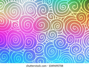 Light Multicolor, Rainbow vector abstract doodle template. Colorful illustration in abstract style with doodles and Zen tangles. The elegant pattern can be used as a part of a brand book.