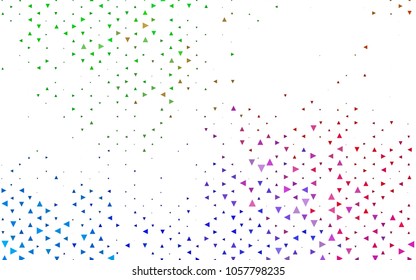 Light Multicolor, Rainbow vector abstract colorful background, which consist of triangles. Pattern with colored triangles on white background.