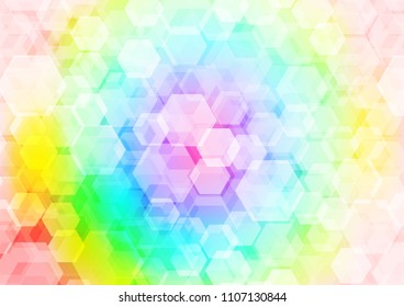 Light Multicolor, Rainbow vector abstract mosaic pattern. Geometric illustration in Origami style with gradient.  The best hexagonal design for your business.