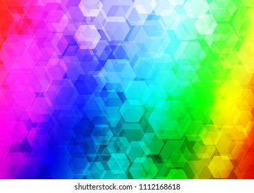 Light Multicolor, Rainbow vector abstract polygonal template. Creative illustration in halftone style with gradient. The best hexagonal design for your business.