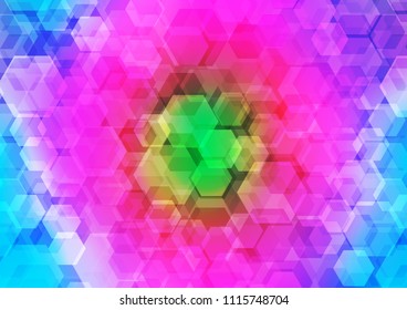 Light Multicolor, Rainbow vector abstract polygonal background. Shining illustration, which consist of hexagons. The elegant pattern can be used as part of a brand book.