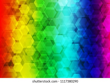 Light Multicolor, Rainbow vector abstract polygonal background. Glitter abstract illustration with an elegant design. The best hexagonal design for your business.