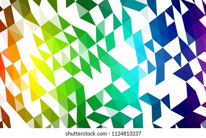 Light Multicolor, Rainbow vector abstract mosaic background. An elegant bright illustration with gradient. Triangular pattern for your business design.