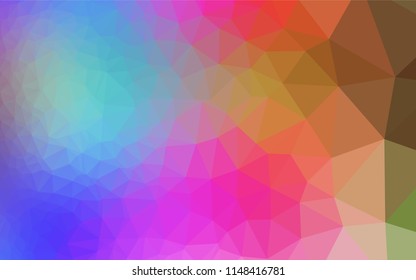 Light Multicolor, Rainbow vector abstract mosaic pattern. Triangular geometric sample with gradient.  Triangular pattern for your business design.