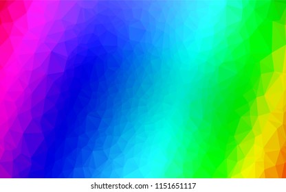 Light Multicolor, Rainbow vector abstract polygonal layout. Brand new colored illustration in blurry style with gradient. The best triangular design for your business.