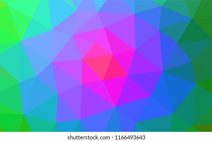 Light Multicolor, Rainbow vector abstract mosaic backdrop. Triangular geometric sample with gradient.  A completely new template for your business design.