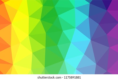 Light Multicolor, Rainbow vector abstract polygonal layout. Shining illustration, which consist of triangles. Brand new style for your business design.