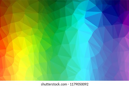 Light Multicolor, Rainbow vector abstract mosaic background. A sample with polygonal shapes. The best triangular design for your business.