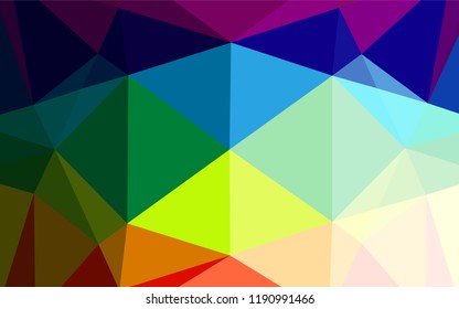 Light Multicolor, Rainbow vector abstract mosaic backdrop. Geometric illustration in Origami style with gradient.  A new texture for your design.