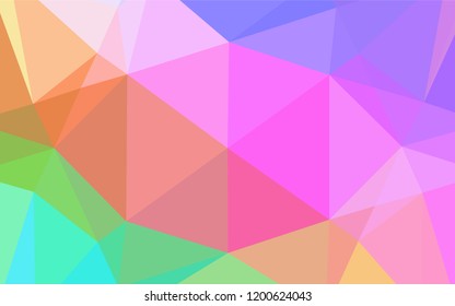 Light Multicolor, Rainbow vector abstract polygonal cover. Triangular geometric sample with gradient.  The completely new template can be used for your brand book.