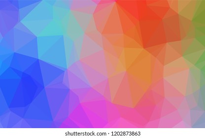 Light Multicolor, Rainbow vector abstract polygonal texture. Triangular geometric sample with gradient.  The completely new template can be used for your brand book.