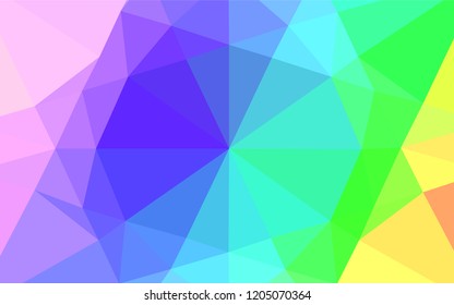 Light Multicolor, Rainbow vector abstract polygonal cover. An elegant bright illustration with gradient. Triangular pattern for your business design.