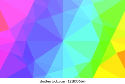 Light Multicolor, Rainbow vector abstract mosaic background. A sample with polygonal shapes. Brand new style for your business design.