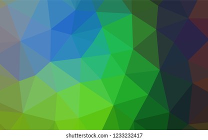 Light Multicolor, Rainbow vector abstract mosaic backdrop. Creative illustration in halftone style with gradient. Triangular pattern for your business design.
