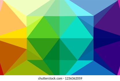 Light Multicolor, Rainbow vector abstract polygonal texture. Creative illustration in halftone style with gradient. Triangular pattern for your business design.
