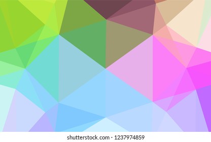 Light Multicolor, Rainbow vector abstract polygonal cover. Geometric illustration in Origami style with gradient.  The textured pattern can be used for background.